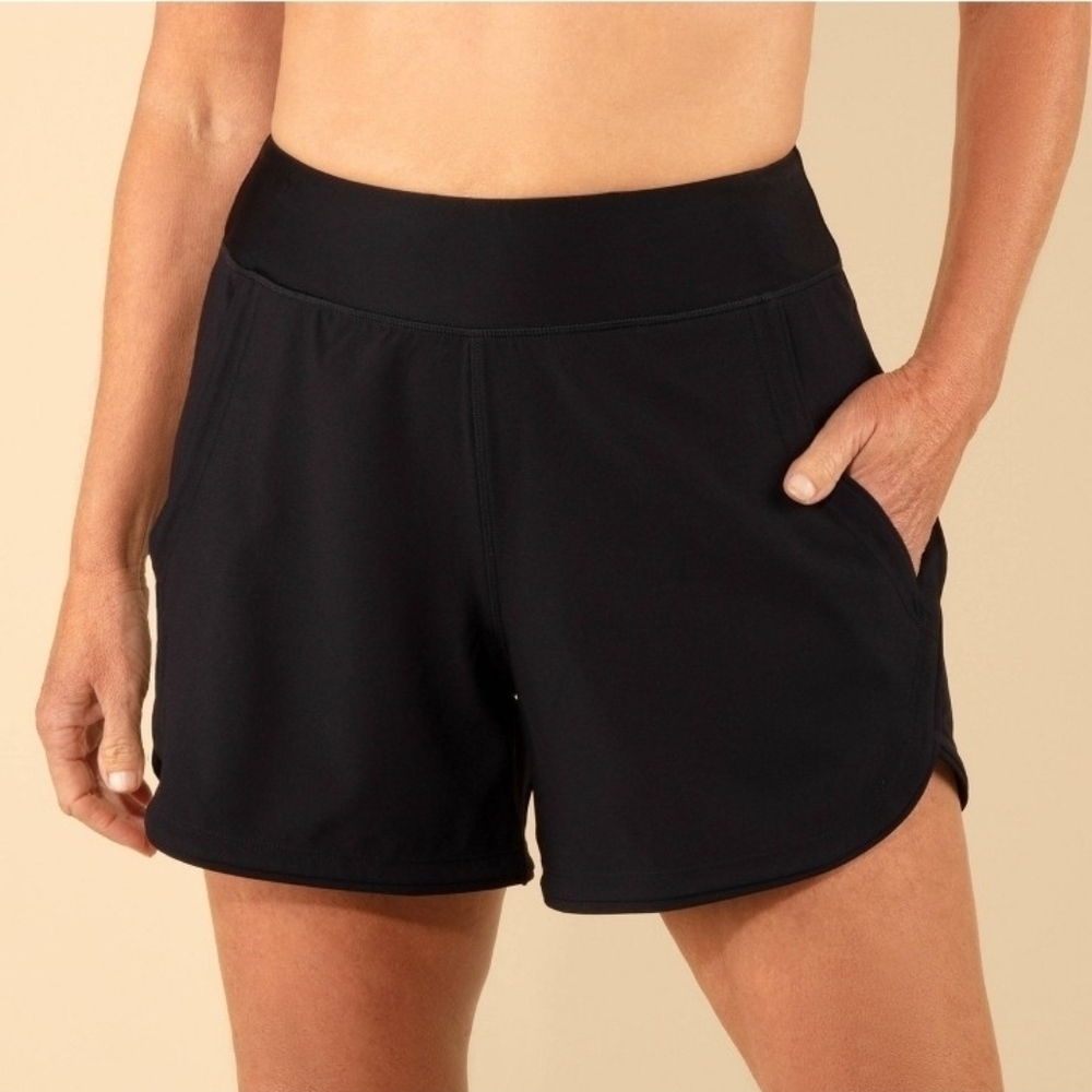 Lands end Women's UPF Full Coverage Swim Board Short Black Size XS 2-4